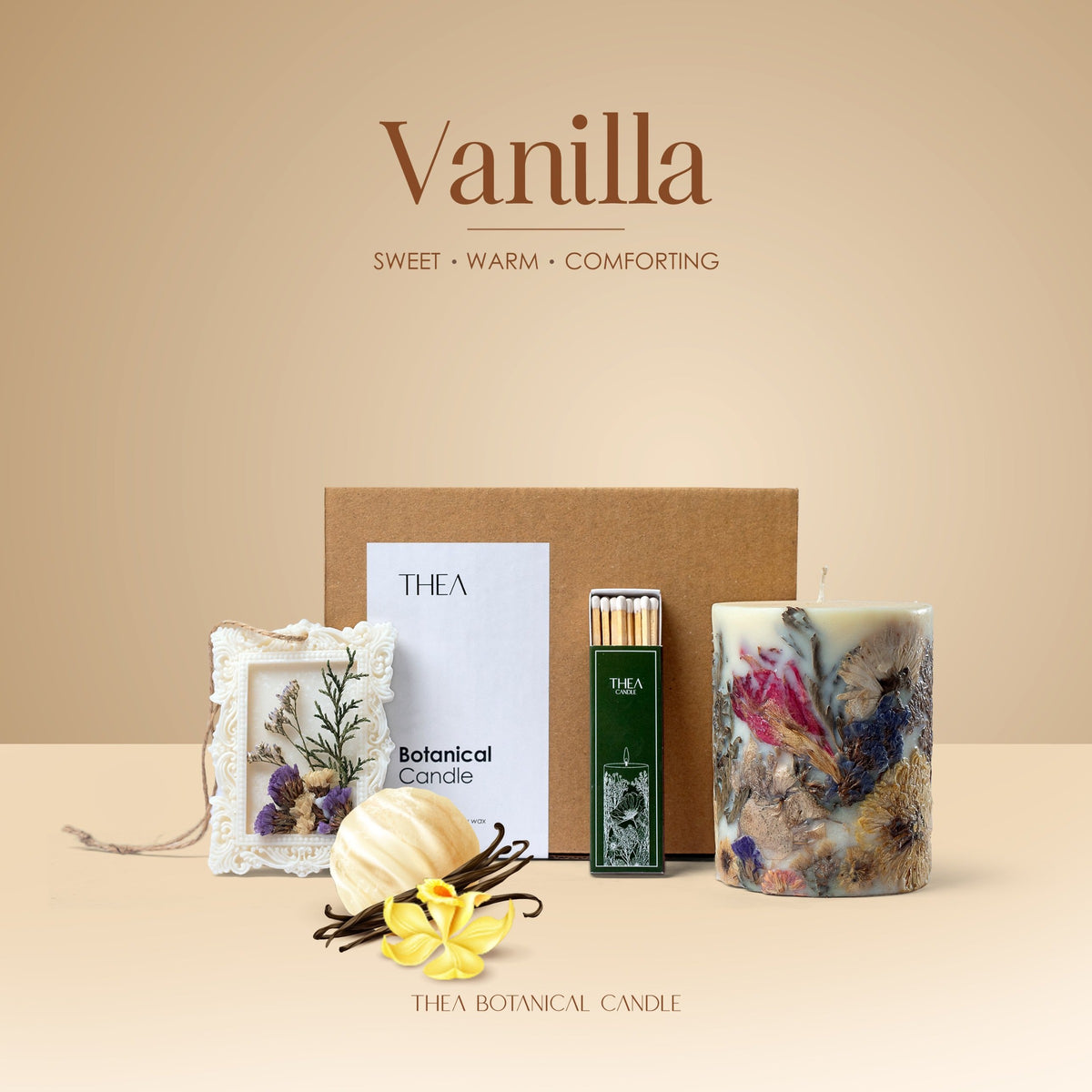 FLORA Vanilla botanical candle gift set